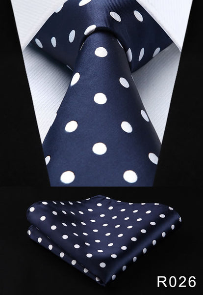 Polka Dot 3.4" 100%Silk Wedding Jacquard Woven Men Tie Necktie Pocket Square Handkerchief Set Suit #RD1