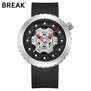 BREAK Men Quartz Sport Watch Man Rubber Leather Strap Casual Fashion Top Luxury Brand Waterproof Geek Creative Gift Wristwatches