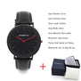 Japan Quartz Luxury Men Watches Women Thin Black Leather Stainless Steel Magnet Strap Wristwatch Red Hand Waterproof Antibrittle