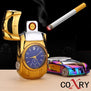 COXRY USB Charging Flameless Lighter Gold Car Model Men Watches 2018 Luxury Brand Men's Watches Quartz Toys Collection Clock Men