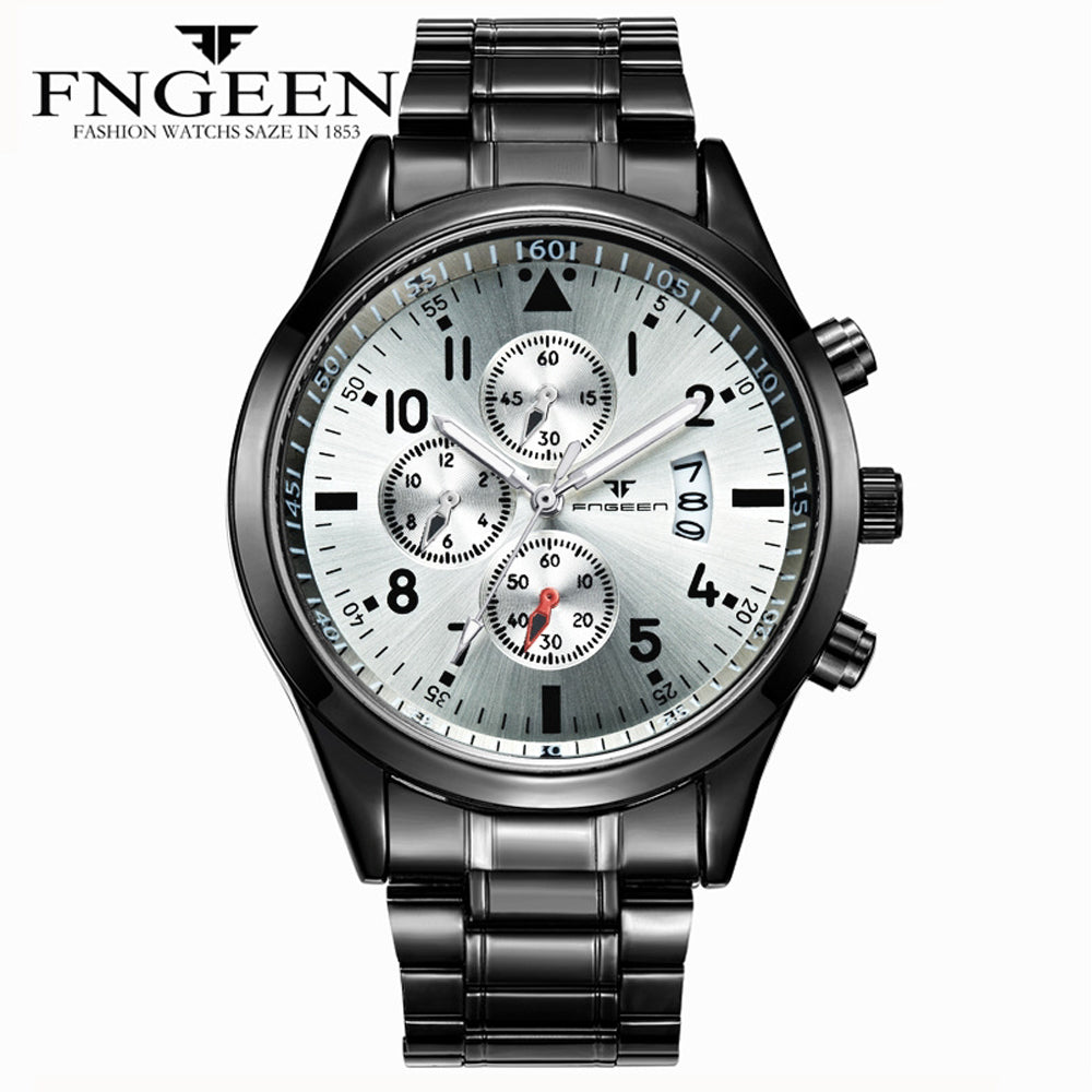 FNGEEN Men Luxury Fashion Quartz Watch business Casual Calendar Wristwatches Male Waterproof Stainless Watches relogio masculino