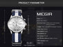 MEGIR Fashion Casual Men Quartz Watch Contrast Color Blue Canvas Strap 3 Sub Dial Date Display Voyage Military Sport Clock