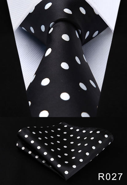 Polka Dot 3.4" 100%Silk Wedding Jacquard Woven Men Tie Necktie Pocket Square Handkerchief Set Suit #RD1