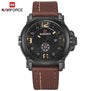Mens Watches NAVIFORCE Top Luxury Brand Men Leather Watches Man Analog Quartz Clock Waterproof Sports Army Military Wrist Watch