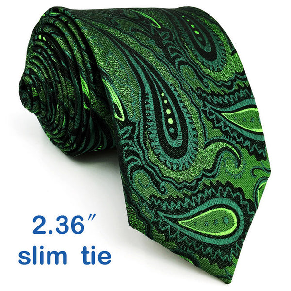 U30 Extra long size Paisley Floral Dark Green Black Mens Neckties Ties 100% Silk Matching Hanky Jacquard Woven Brand New Fashion