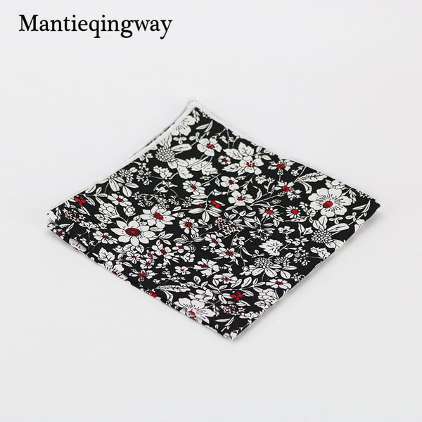 Mantieqingway Style Wedding Party Paisley & Floral Pocket Square for Mens Suit Cotton Blue & Red Handkerchiefs 24cm Chest Towel