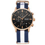 MEGIR Fashion Casual Men Quartz Watch Contrast Color Blue Canvas Strap 3 Sub Dial Date Display Voyage Military Sport Clock