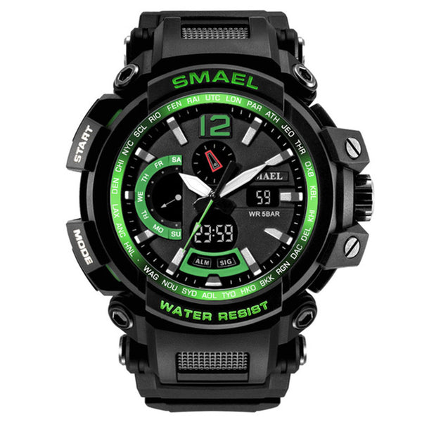 SMAEL Brand Fashion LED Watch 50M Waterproof Analog Quartz Dual Display Watch Military Sports Men's Watches Relogio Masculino