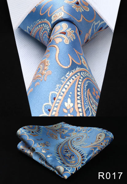 Paisley Floral 3.4" 100%Silk Wedding Jacquard Woven Men Tie Necktie Pocket Square Handkerchief Set Suit #RF1