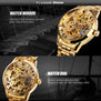 WINNER Luxury Golden Men Automatic Mechanical Wrist Watches Skeleton Louvre Series Luminous Hands Full Stainless Steel Watches