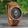 BOBO BIRD Watch Wooden Zebra Pattern Men Watches Quartz Genuine Leather band Wristwatch relogio masculino B-H29