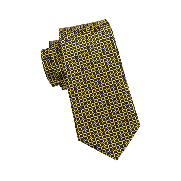 DN-1506 Classic Plaid Mens Ties for Men Yellow Silk Men's Necktie Wedding Party Business Ties for Men Formal Neck Tie Gravatas