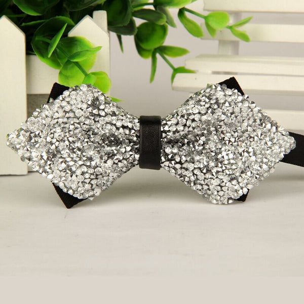 Hand made mens bowtie Silver crystal and gem bow tie 2016 new arrival gentlemen fashion casual gravata borboleta masculina lot