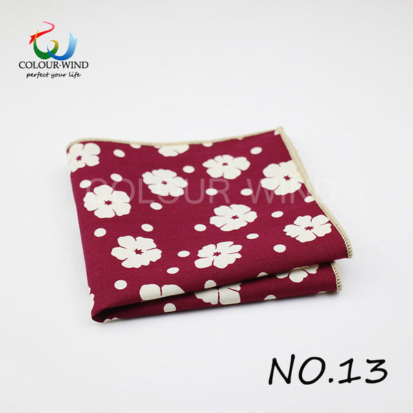 Genuine Yiyanyang Cotton Floral Pocket Square 9.05 Inch Camo Color Polyester Paisley Handkerchief Tie For Men Gift Gentle Hanky