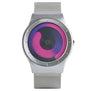 Fashion Turntable White/Blue/Purple Dial Quartz Wrist Watch Black/Silver Stainless Steel Mesh Band Men Women