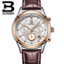 Switzerland BINGER men's watch luxury brand Quartz waterproof genuine leather strap auto Date Chronograph clock BG6019-M