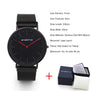 Japan Quartz Luxury Men Watches Women Thin Black Leather Stainless Steel Magnet Strap Wristwatch Red Hand Waterproof Antibrittle