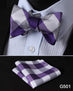 Check Polka Dot Silk Jacquard Woven Men Butterfly Self Bow Tie BowTie Pocket Square Handkerchief Hanky Suit Set G5