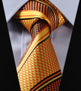 Party Wedding Classic Pocket Square Tie TS4017N8S Orange Yellow Stripe 3.4" Silk Woven Men Tie Necktie Handkerchief Set