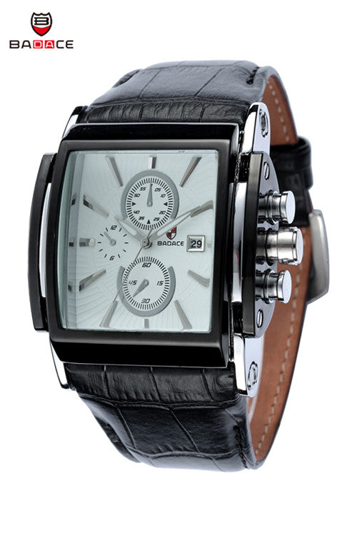 BADACE Brand Leather Strap Mens Watches Hours Casual Square Clock Japan Movt Quartz Men Watch Luxury Business Wrist Watch 2098