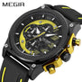 MEGIR Quartz Men Sport Watch Big Dials Silicone Strap Army Military Watches Clock Men Chronograph Wristwatches Relogio Masculino