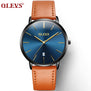 OLEVS Ultra thin Fashion Male Wristwatch Leather Watchband Business Watches Waterproof Scratch-resistant Men Watch Clock G5869P