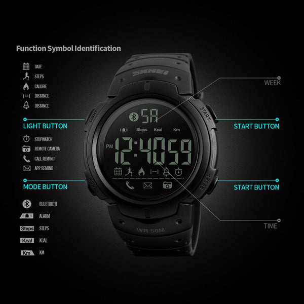 SKMEI 1301 Men Smart Watch Chrono Calories Pedometer Multi-Functions Sports Watches Reminder Digital Wristwatches Relogios Clock