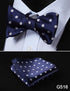 Check Polka Dot Silk Jacquard Woven Men Butterfly Self Bow Tie BowTie Pocket Square Handkerchief Hanky Suit Set G5