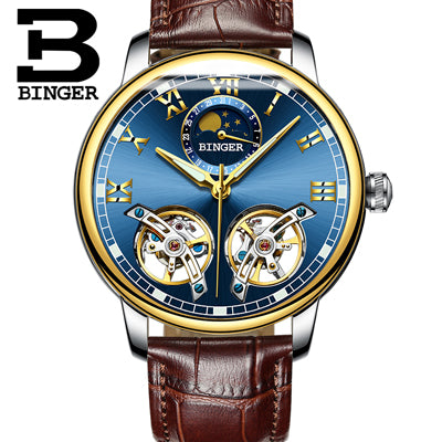 Switzerland watches men luxury brand BINGER sapphire Water Resistant toubillon full steel Mechanical Wristwatches B-8607M-4