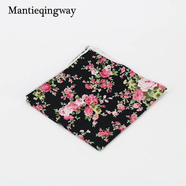 Mantieqingway Style Wedding Party Paisley & Floral Pocket Square for Mens Suit Cotton Blue & Red Handkerchiefs 24cm Chest Towel