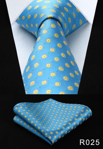 Polka Dot 3.4" 100%Silk Wedding Jacquard Woven Men Tie Necktie Pocket Square Handkerchief Set Suit #RD1