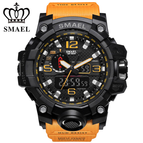 SMAEL Men Fashion S Shock Wristwatch Reloj Business Outdoor Sports Digital Watch LED Display Quartz Multi-functional Clock 1545