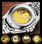 2018 New automatic Mechanical Watch Fashion Luxury Brand Men Gold Hollow Watches Male skeleton Wristwatch relogio masculino