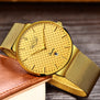 LIGE Fashion Mens Watches Top Brand Luxury Ultra Thin Quartz Watch Men Steel Mesh Strap Waterproof Gold Watch Relogio Masculino