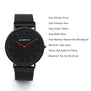 Japan Quartz Luxury Men Watches Women Thin Black Leather Stainless Steel Magnet Strap Wristwatch Red Hand Waterproof Antibrittle