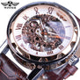 Winner Black Gold Male Clock Men Relogios Skeleton Mens Watches Top Brand Luxury Montre Leather Wristwatch Men Mechanical Watch