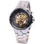 2017 WINNER Men Gold Watches Automatic Mechanical Watch Male Skeleton Wristwatch Stainless Steel Band Luxury Brand Sports Design