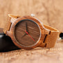 Top Gift Wood Watches Men's Unique 100% Nature Wooden Bamboo Handmade Quartz Wrist Watch Male Sport Red Hands Clock Masculino