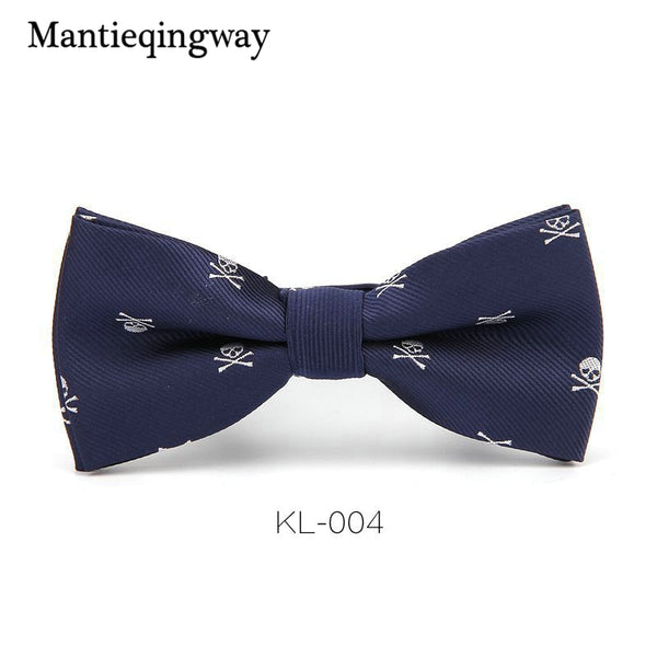 Mantieqingway Novelty Men's Polyester Silk Bow Tie Skull Bowtie for Tuxedo Banquet New Design Bowknot Ties for Wedding Groom