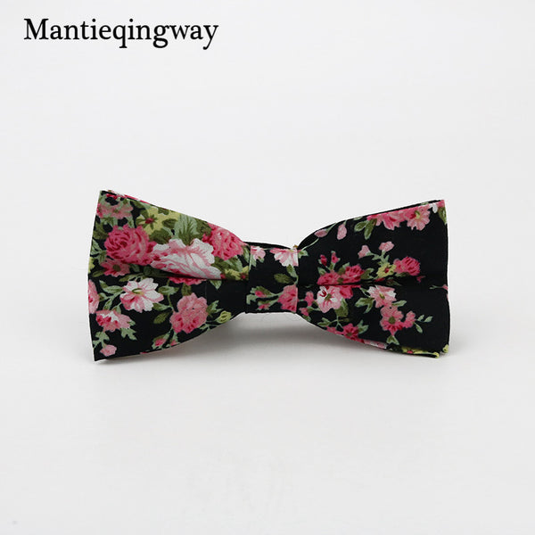 Mantieqingway Men's Cotton Floral Bowtie Brand Popular Apparel Neckwear Casual Mens Business Bow Ties for Men Wedding 6cm Cravat