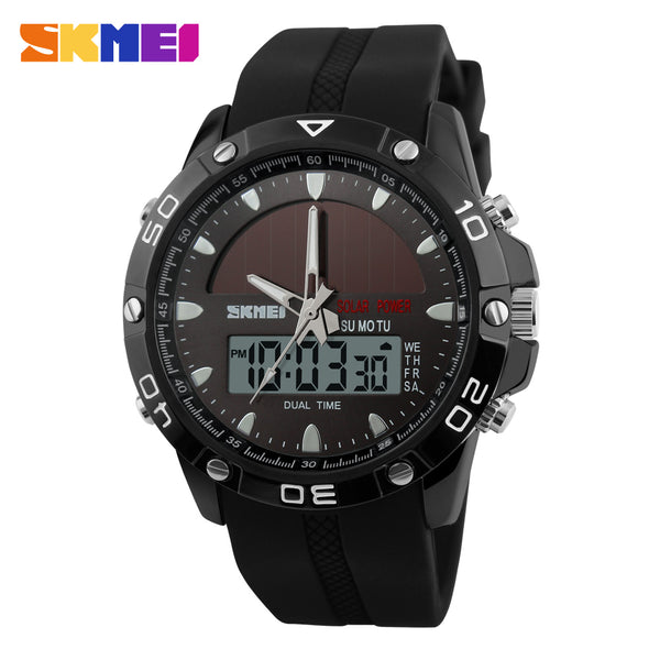 SKMEI Men Solar Dual Watches Fashion Digital Sport Watch Chronograph Alarm Waterproof Quartz Wristwatches Relogio Masculino 1064