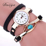 Duoya Brand Watch Women Luxury Gold Eye Gemstone Dress Watches Women Gold Bracelet Halloween Gift Leather Quartz Wristwatches