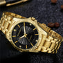 2017 Golden Men Watch Brand Luxury Full Steel Business Wristwatch Men's Rhinestone Quartz Wrist Watch Relogio Masculino