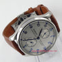 Parnis 43mm Power reserve deployant clasp ST2542 Automatic movement Men's watch 99 silver dial blue hands