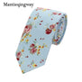 Mantieqingway Wedding Floral Ties for Men Blue Flower Dots Cotton Narrow Tie Skinny Cravat Ties for Winter Men Party Skinny Tie