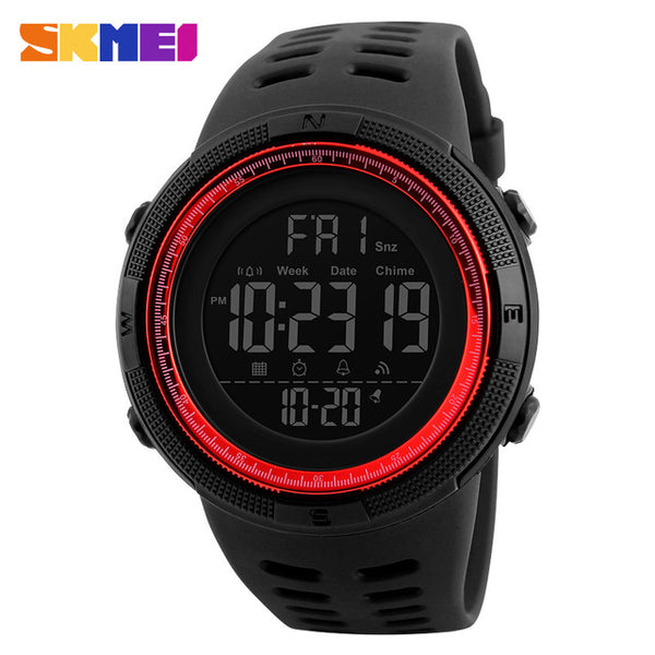 SKMEI Chronograph Sports Watches Men Silicone Countdown LED Digital Watch Military Waterproof Wristwatches Alarm Clock Male 1251