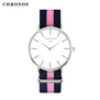 Luxury Brand CHRONOS Rose Gold Silver Men Women Watches Leather Nylon Quartz Wrist Watch Unisex Clock Relogio Masculino Feminino