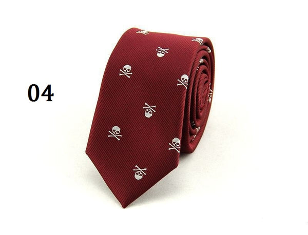 Skull Neck Tie for Men 6 colors Halloween Party Slim Ties 6cm