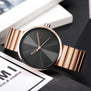 Creative Mens Watch Rose Golden Steel Luxury Quartz Wrist Watch Male Clock With Leather Band Gifts Set Paul Valentine