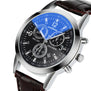 Faux Leather Mens Blue Ray Glass Watch Women Business Style Stainless Steel Dial Quartz Wrist Watches Relogio Masculino #LH